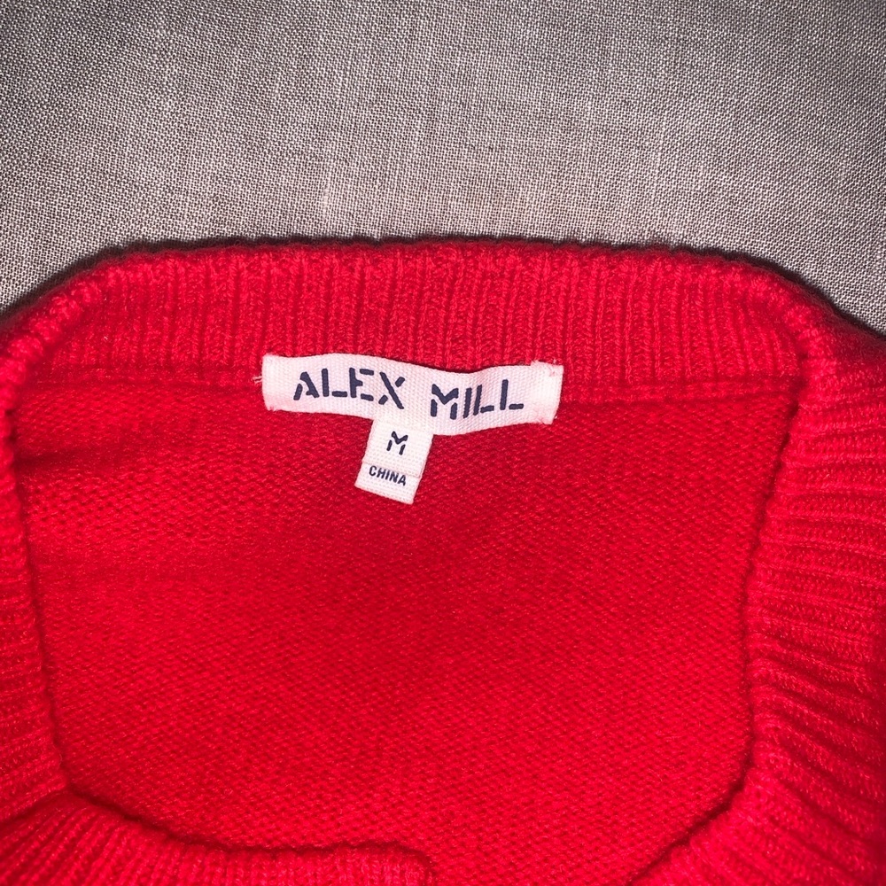 Alex Mill Red Cardigan with blue Floral Embroidery - Picture 3 of 3